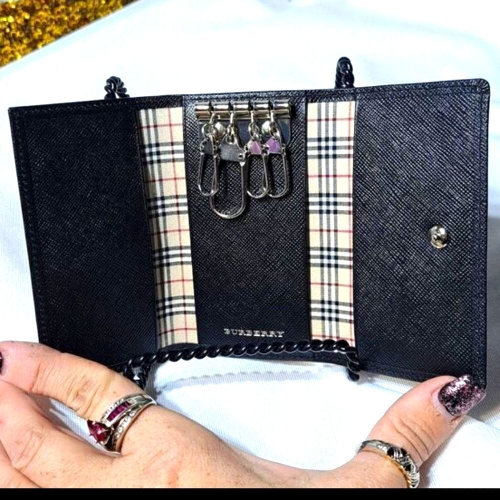 Burberry Black and Cream Key Holder
